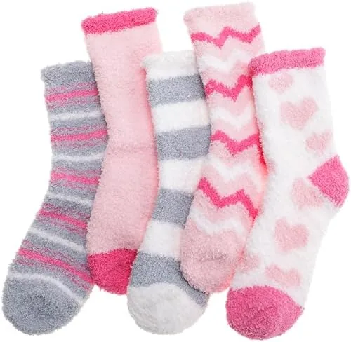 anlisim fuzzy socks for women soft comfy cozy fluffy thick winter warm fleece slipper socks 5 9 mixed color pink