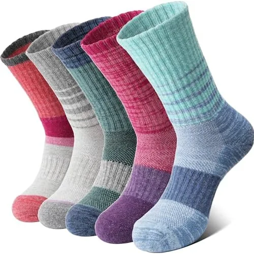 anlisim merino wool hiking socks for women thermal winter warm thick work cushion gifts socks 5 pairs stocking stufferstie dyem