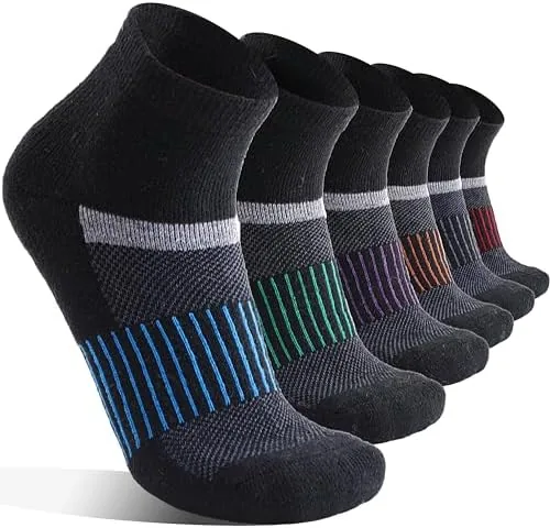 anlisim merino wool quarter hiking socks compression warm thermal winter thick cushion running moisture wicking no show socks gifts stocking stuffers for women men 6 pairsblack mixedm